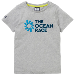 Helly Hansen Paris | Helly-Hansen T-shirt en coton biologique de la course océanique pour enfants et juniors 060J2378 mélange gris / marine